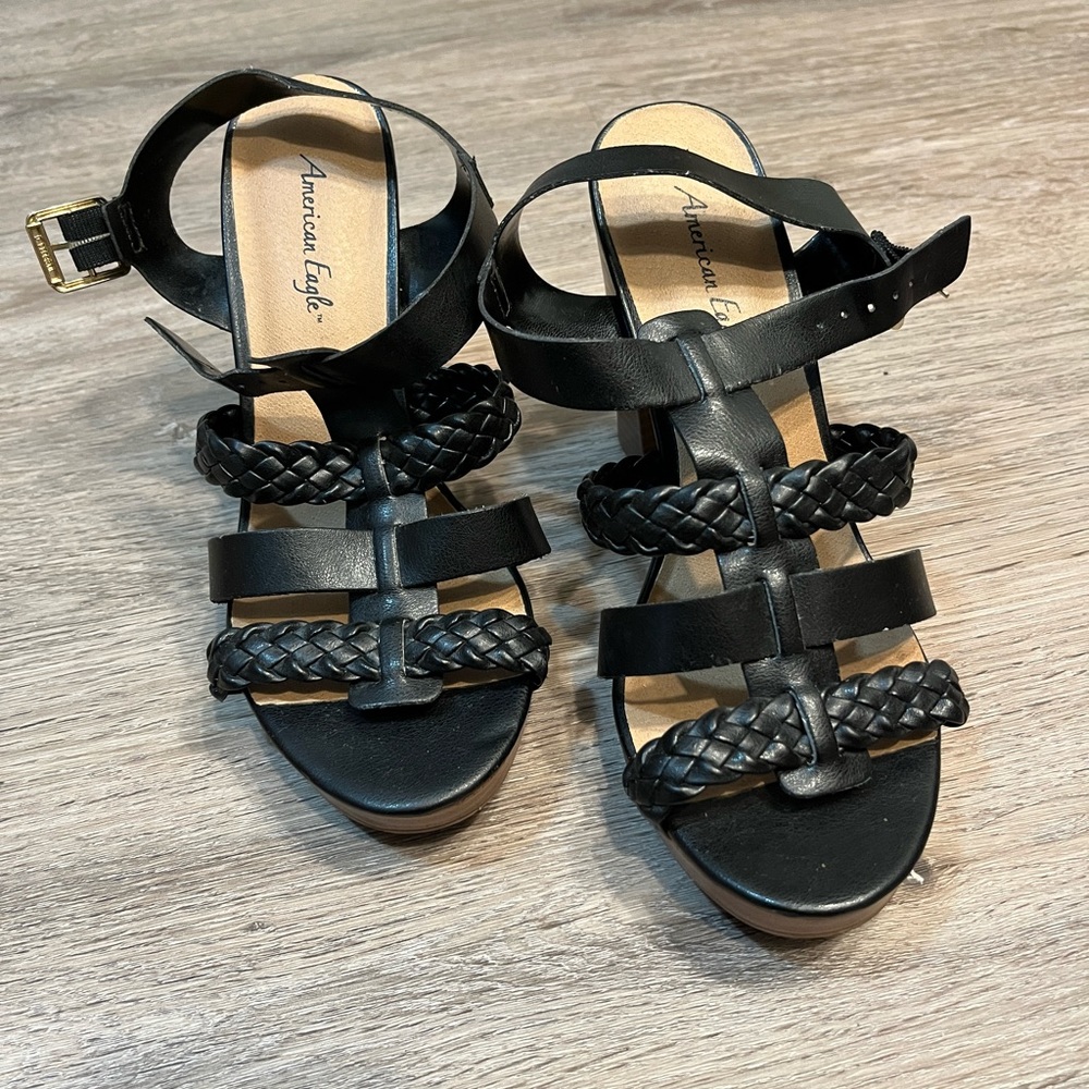 American Eagle Strappy Black Heels. Size 7.5.